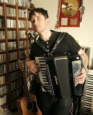 Adam Ficek at home in North London. 6th May 2008.