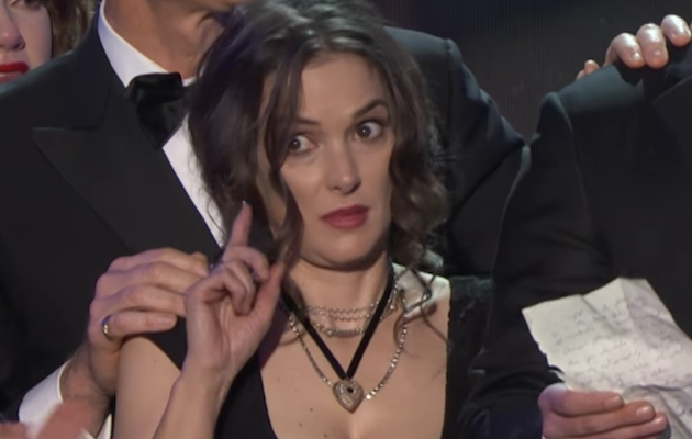 Winona Ryder reacts to Stranger Things co-star David Harbour's speech at the SAG Awards 2017