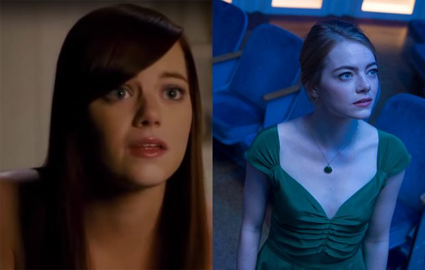 Emma Stone in Superbad and La La Land