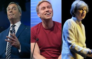 Nigel Farage, Russell Howard and Theresa May