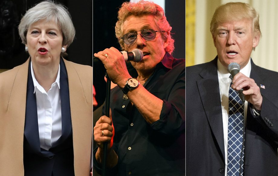 Theresa May, Roger Daltrey and Donald Trump