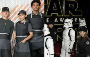 McDonald's staff and people dressed as characters from 'Star Wars'