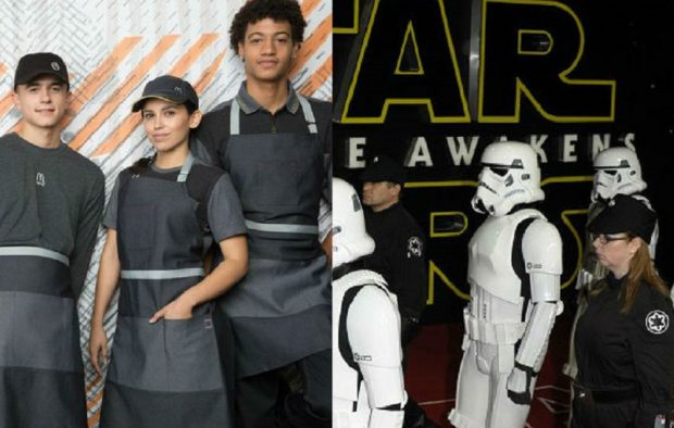 McDonald's staff and people dressed as characters from 'Star Wars'