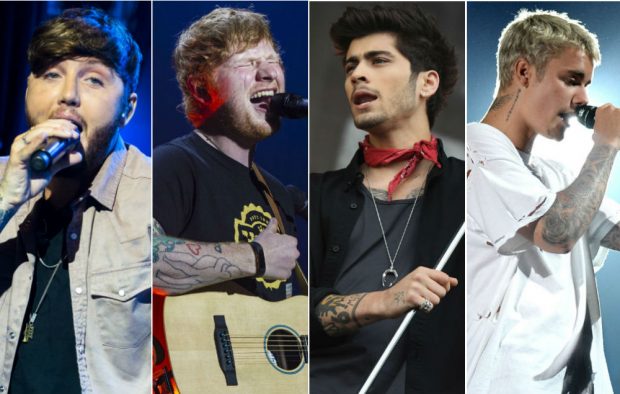 James Arthur, Ed Sheeran, Zayn, Justin Bieber