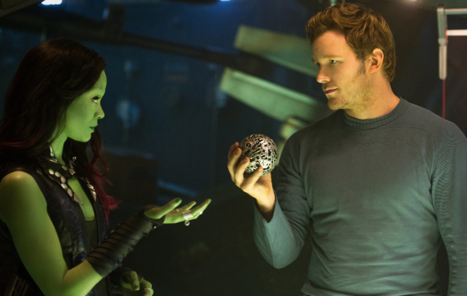 Zoe Saldana and Chris Pratt in Guardians Of The Galaxy
