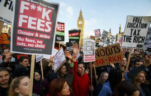 Students protesting against university tuition fees