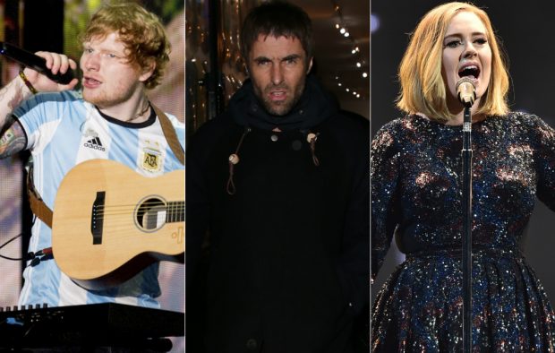Ed Sheeran, Liam Gallagher and Adele