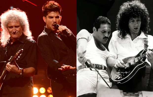Queen's Brian May, Adam Lambert and Freddie Mercury