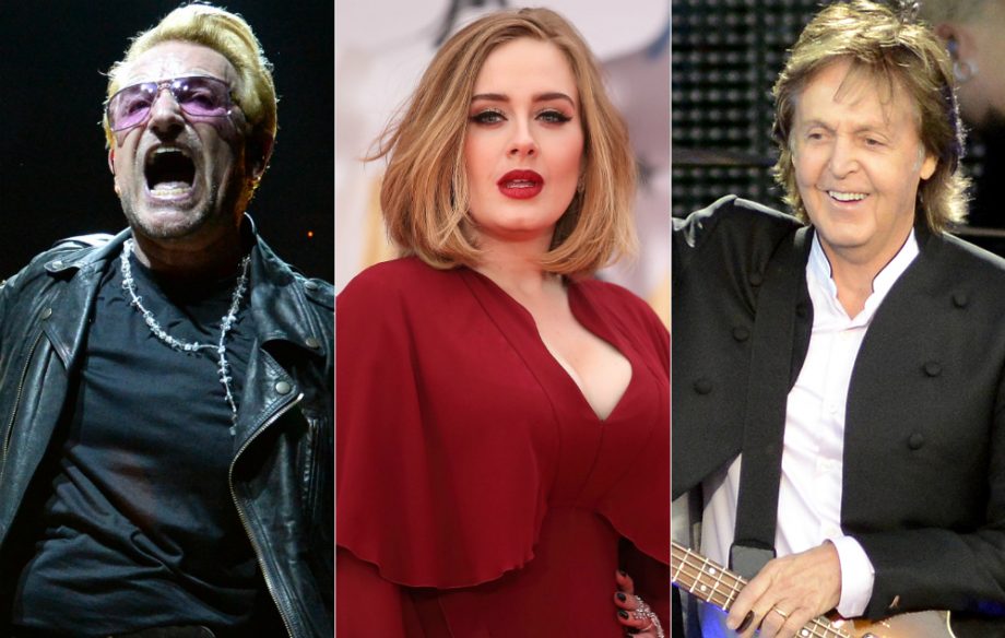 Bono, Adele and Sir Paul McCartney