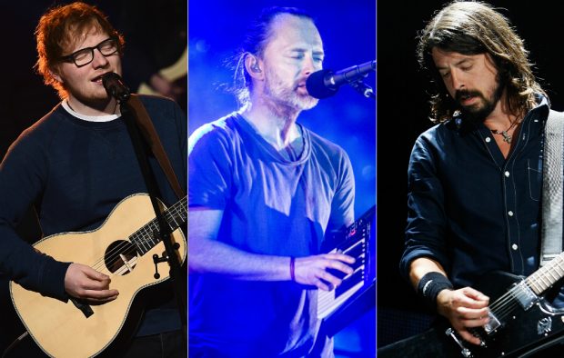 Ed Sheeran, Radiohead's Thom Yorke and Foo Fighters' Dave Grohl
