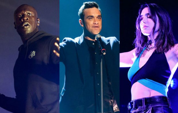 Stormzy, Robbie Williams and Dua Lipa