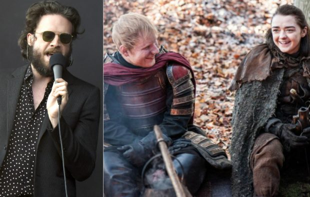 Father John Misty and Ed Sheeran with Maisie Williams in 'Game Of Thrones'
