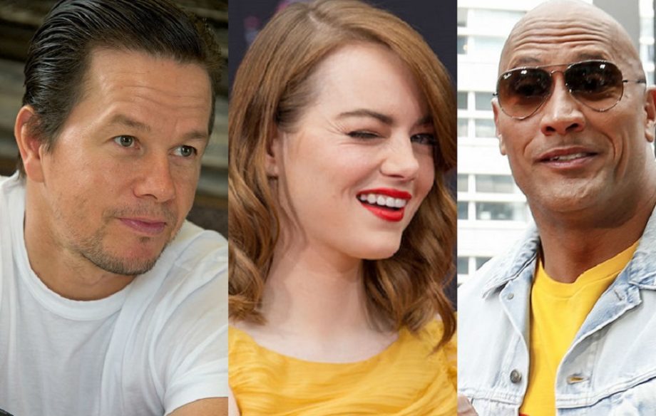 Mark Wahlberg, Emma Stone and Dwayne Johnson