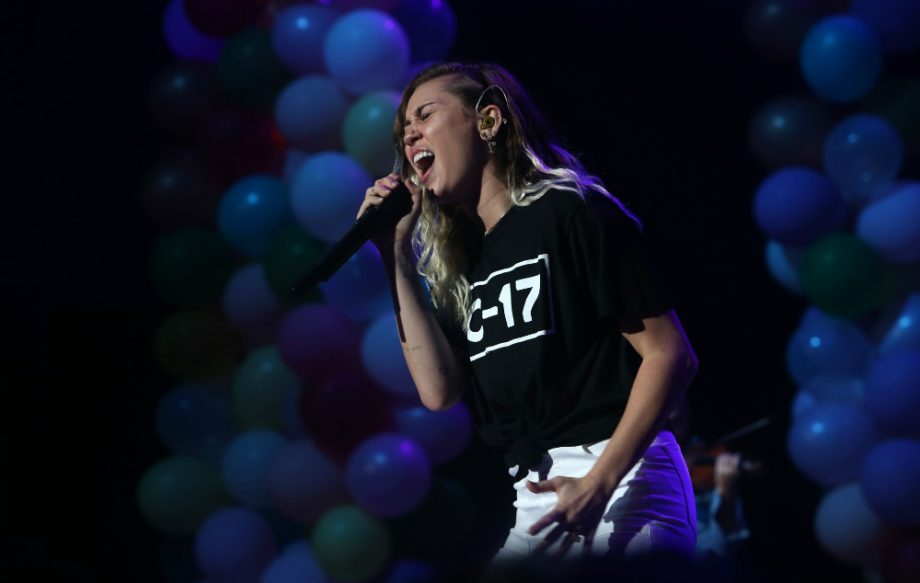 Miley Cyrus performing at the 2017 BLI Summer Jam