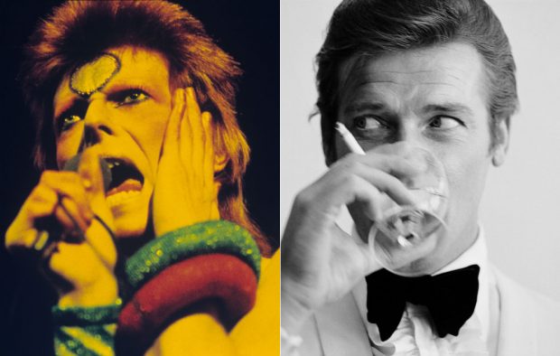 David Bowie and Roger Moore