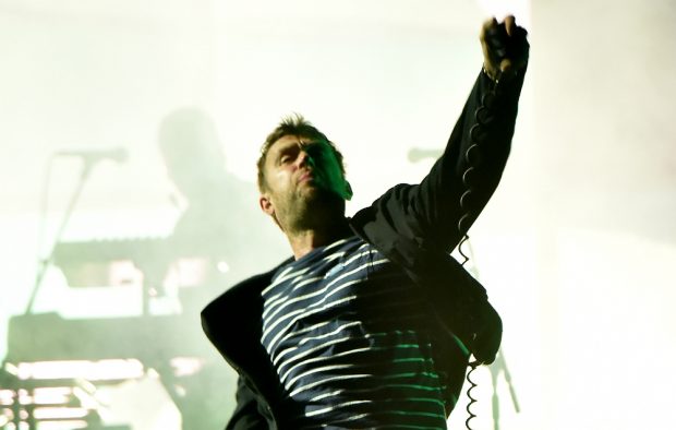 Damon Albarn on stage with Gorillaz