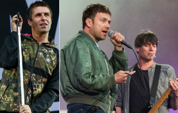 Liam Gallagher, Damon Albarn and Alex James