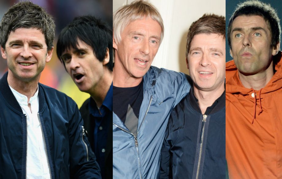 Noel Gallagher with Johnny Marr and Paul Weller, and Liam Gallagher