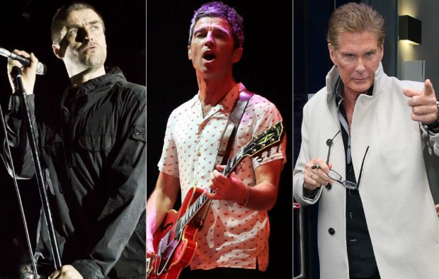Liam Gallagher, Noel Gallagher and David Hasselhoff