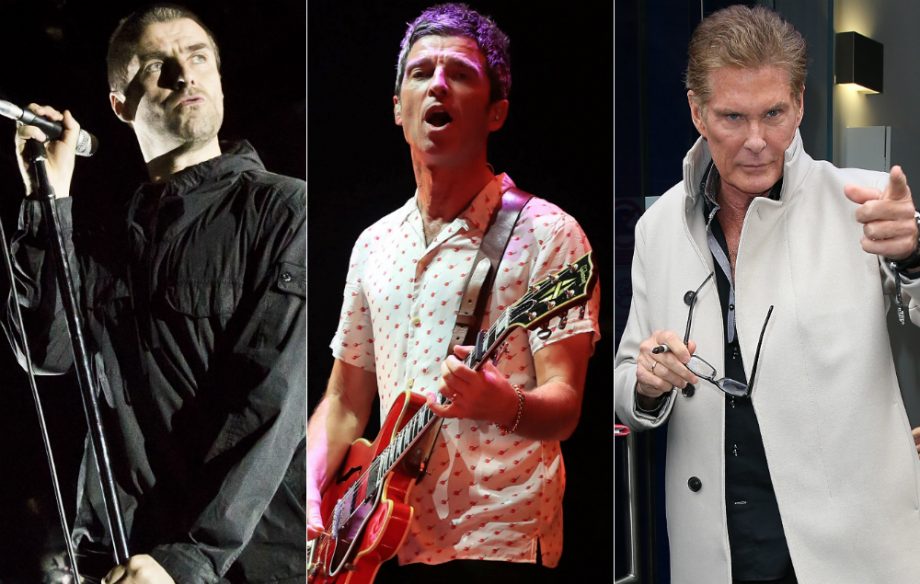 Liam Gallagher, Noel Gallagher and David Hasselhoff