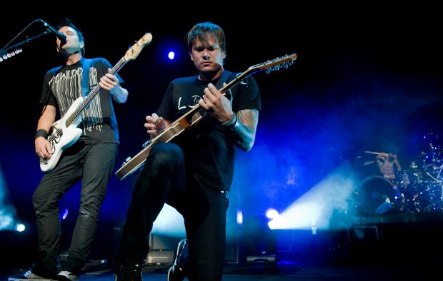 Mark Hoppus, Tom DeLonge and Travis Barker in Blink-182