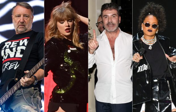 Peter Hook, Taylor Swift, Simon Cowell and Rihanna