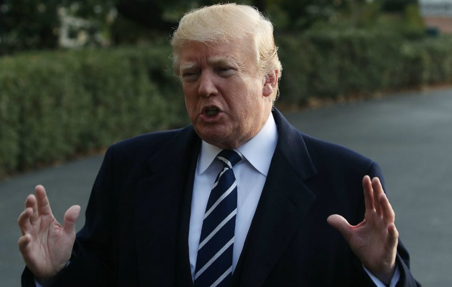 Donald Trump before departing the White House on Marine One