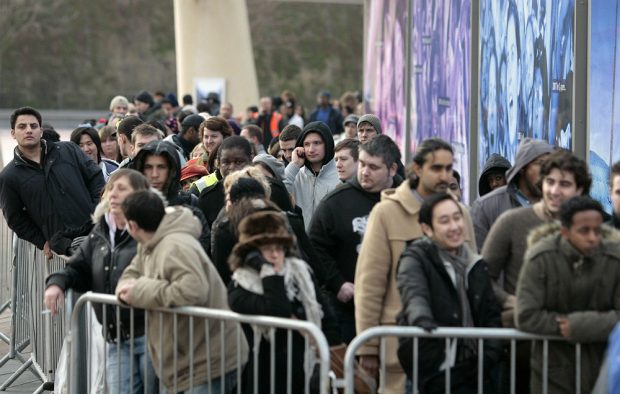 Music fans queue outside The O2 in London