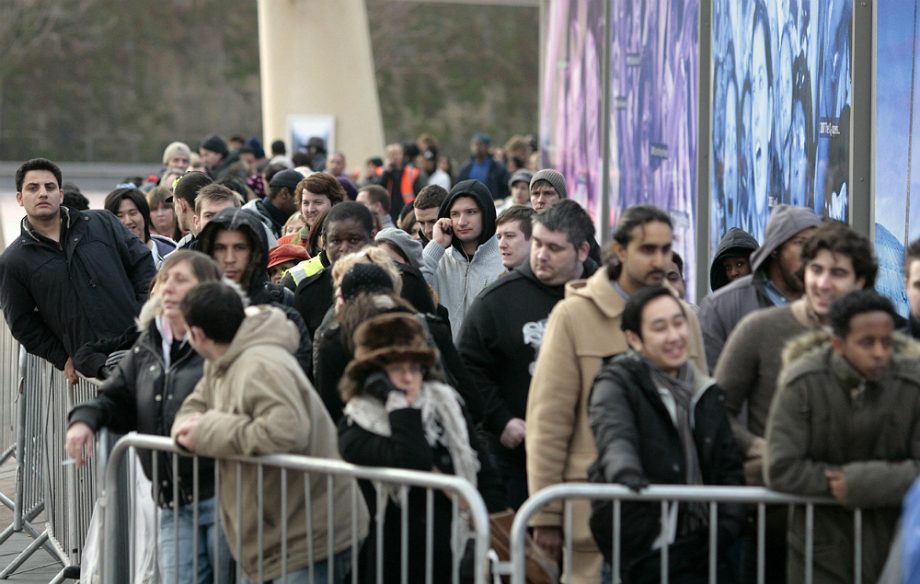 Music fans queue outside The O2 in London