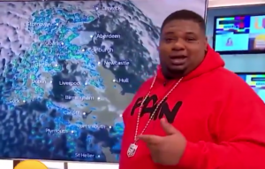 Here's Big Narstie delivering the weather forecast on 'Good Morning Britain'