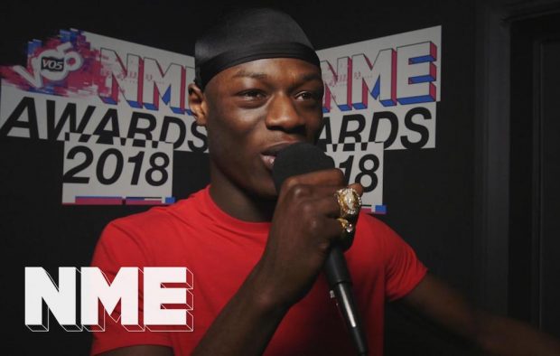 J Hus in the winners room at the VO5 NME Awards 2018