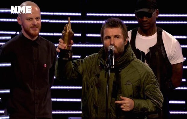 Liam Gallagher wins the Godlike Genius Award at the VO5 NME Awards 2018