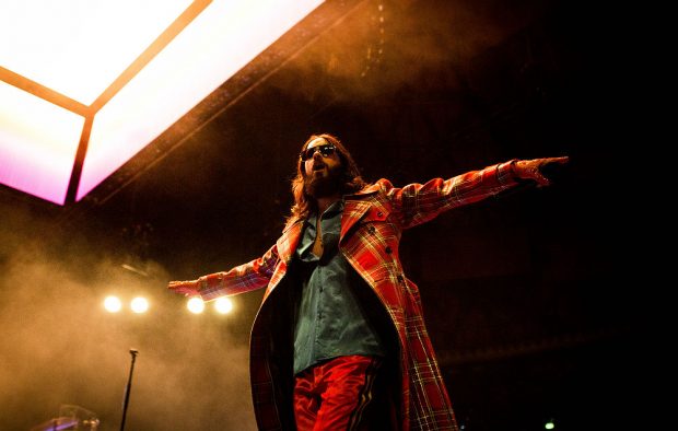 Jared Leto of the american rock band Thirty Seconds To Mars performing live at Unipol Arena in Bologna Italy.