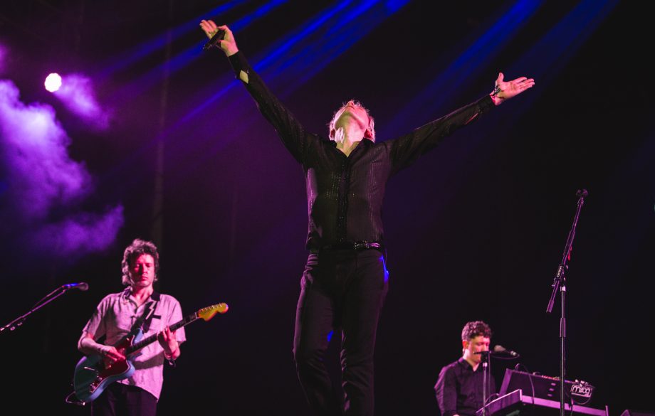 So, not to be outdone, Kapranos strikes one as well