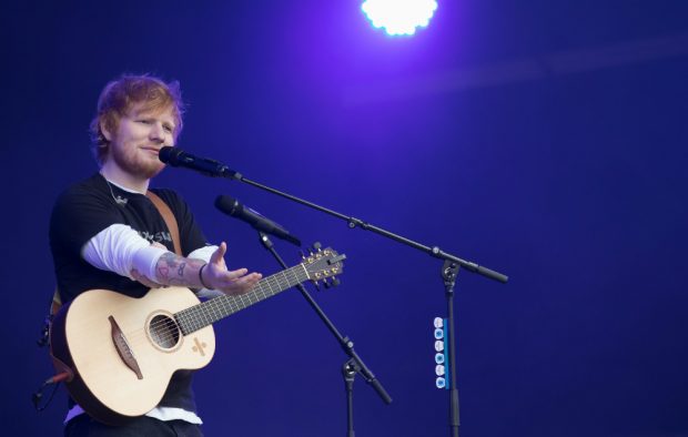 Ed Sheeran performing at Radio 1's Biggest Weekend in Swansea on 26 May