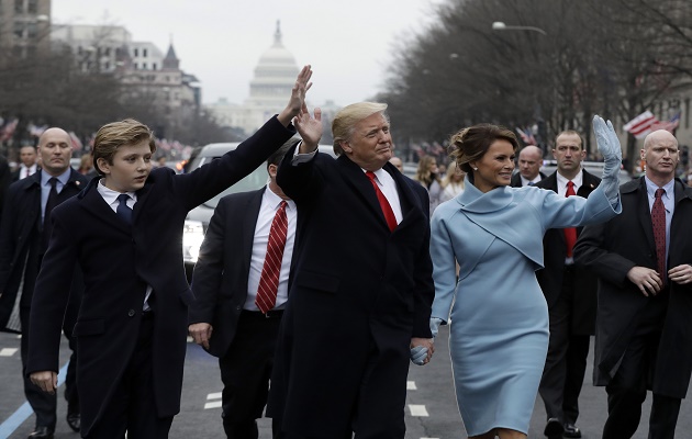 Donald and Melania Trump and their son Barron
