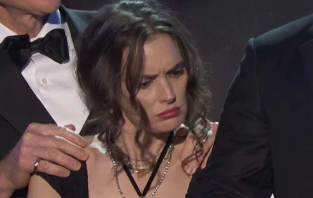 Winona Ryder reacts to Stranger Things co-star David Harbour's speech at the SAG Awards 2017