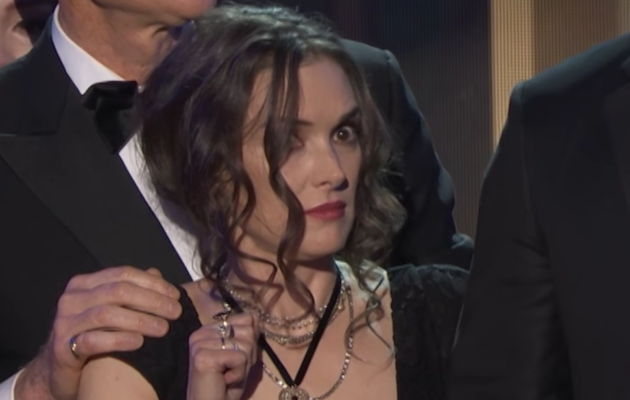 Winona Ryder reacts to Stranger Things co-star David Harbour's speech at the SAG Awards 2017
