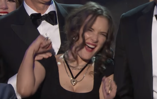 Winona Ryder reacts to Stranger Things co-star David Harbour's speech at the SAG Awards 2017