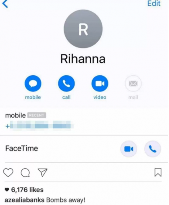 Azealia Banks reveals Rihanna's phone number online