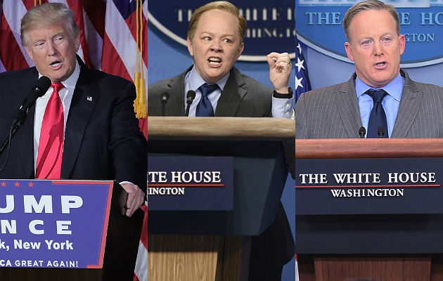 Donald Trump, Melissa McCarthy and Sean Spicer