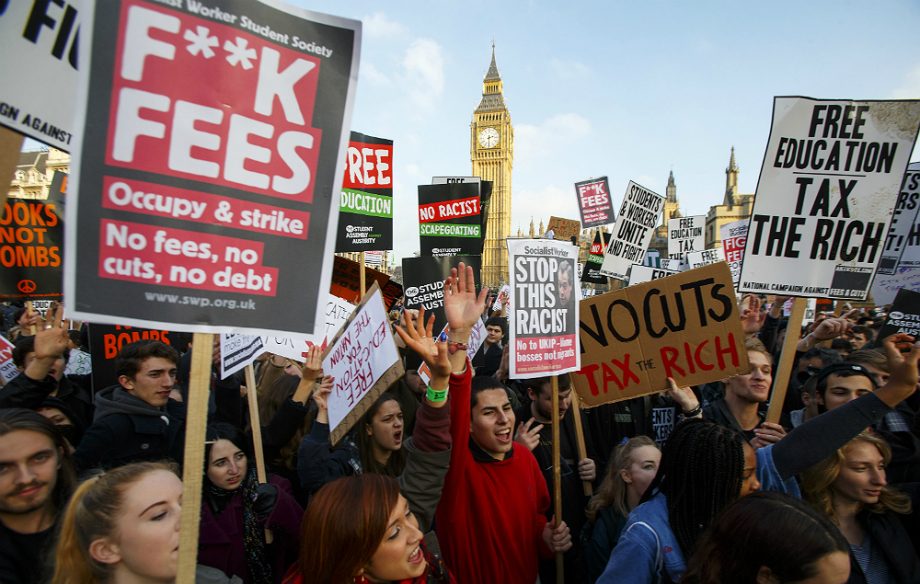 Students protesting against university tuition fees