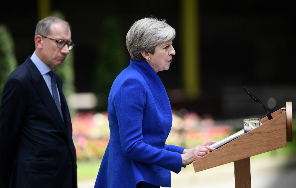 Theresa May outside 10 Downing Street after the 2017 General Election