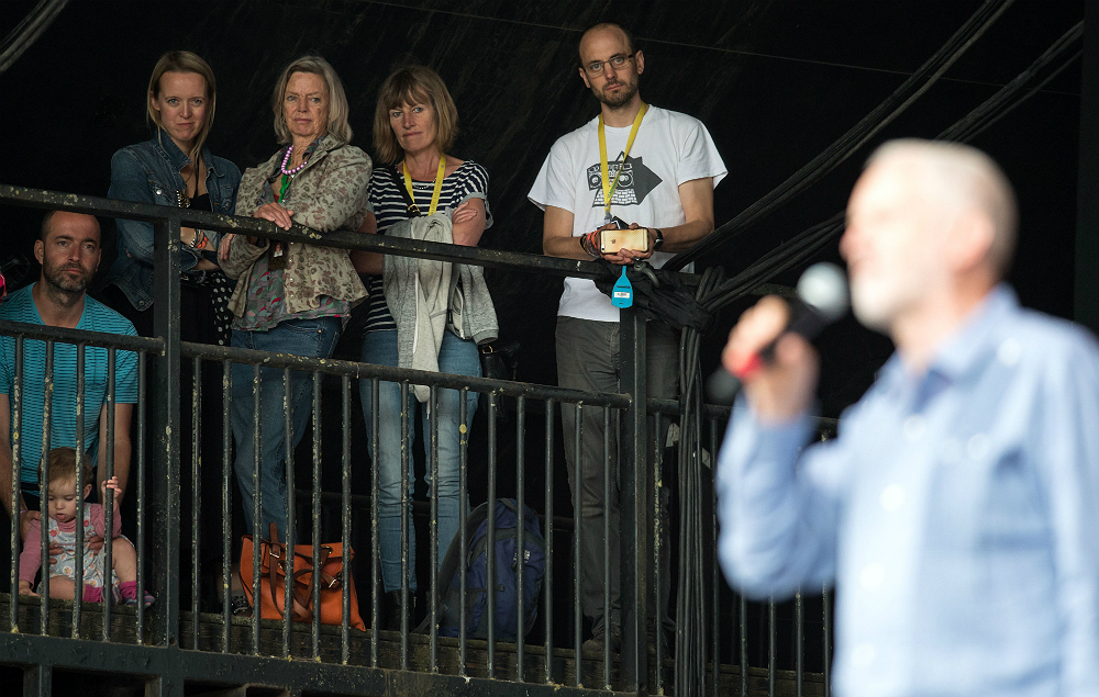 Emily Eavis and Jeremy Corbyn at Glastonbury