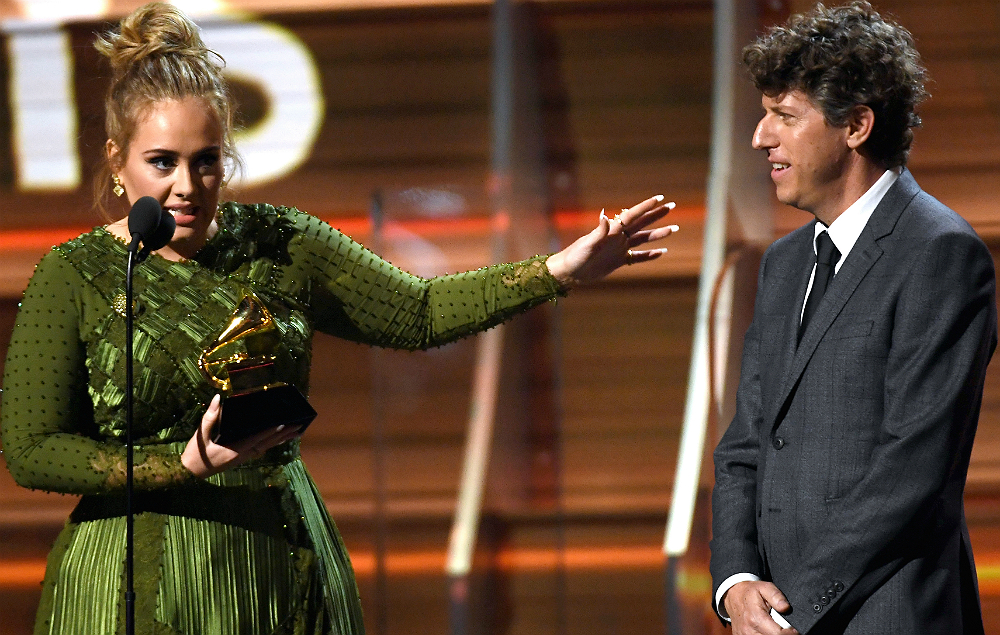 Adele with Greg Kurstin at the Grammy Awards