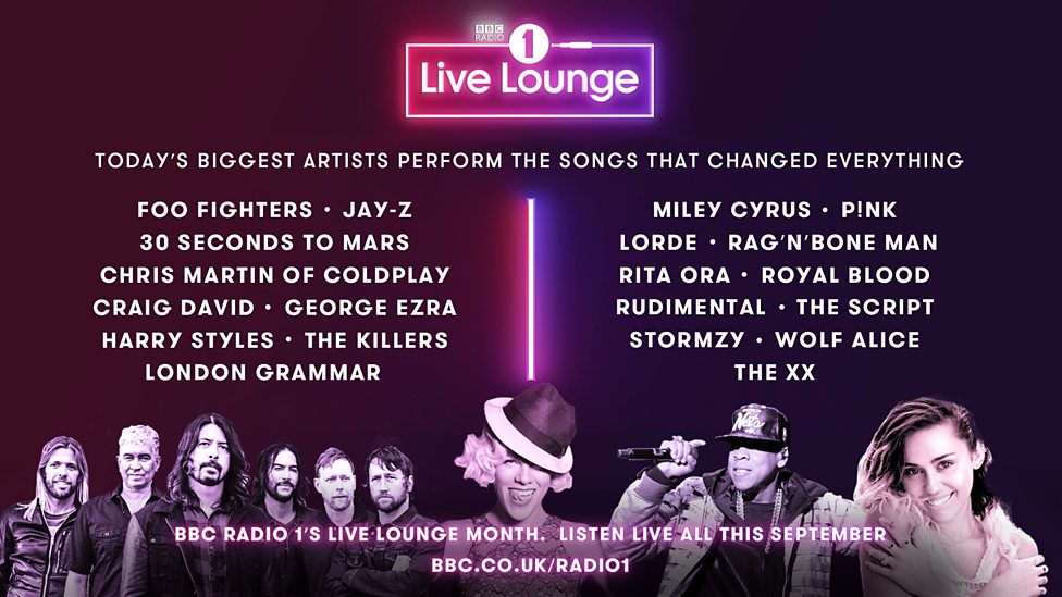 The line-up for BBC Radio One's Live Lounge month in September