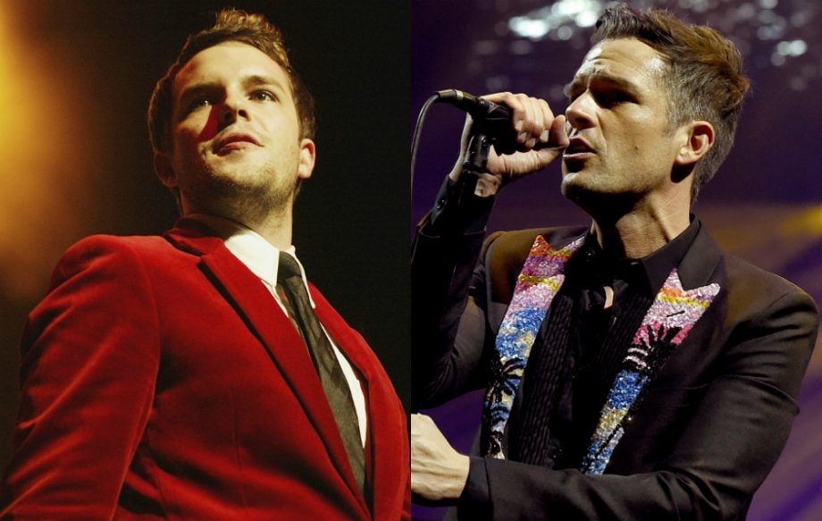 The Killers' Brandon Flowers in 2004 and in 2017