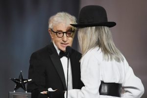 Woody Allen presenting Diane Keaton with an award at the AFI's 45th Life Achievement Award Gala in June 2017