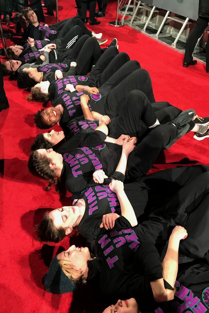 Domestic violence protestors crash the BAFTAs 2018 red carpet to support Time's Up