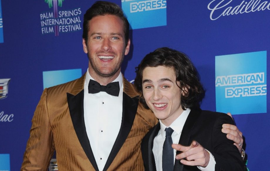timothee chalamet red carpet pointing